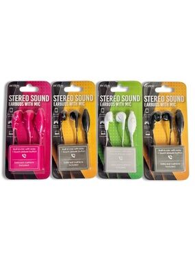 Vibe Stereo Sound Earbuds with Mic Lot Black White Pink Headphones Earphones NWT